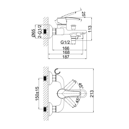 Смеситель для ванны D&K Rhein DA1363201, хром
