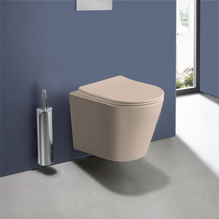 Унитаз подвесной безободковый Vincea Piatti VT1-11SMC капучино матовый, с сиденьем микролифт