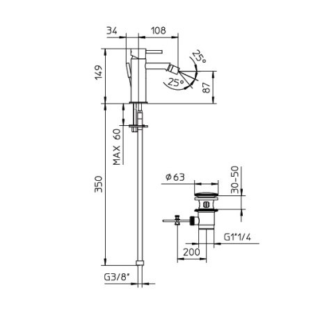 Смеситель для биде Bossini OKI Z005401.030 хром