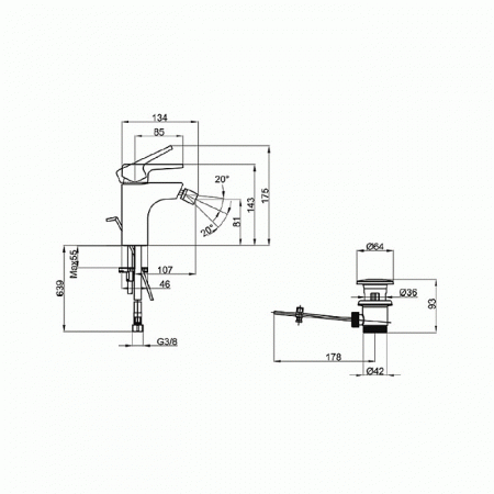 Смеситель для биде Villeroy & Boch Subway 2.0 TVB10220111061 хром