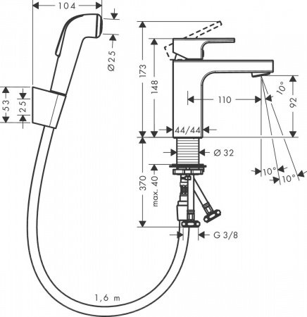 Смеситель для раковины Hansgrohe Vernis Shape 71216000 хром