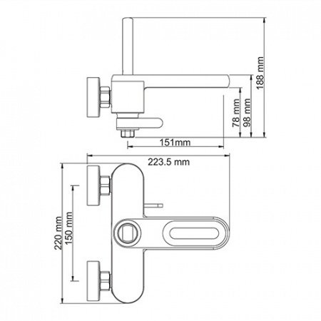 Смеситель для ванны с душем WasserKraft Kammel 1801 хром