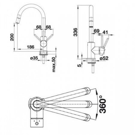 Смеситель для кухни Blanco Mida-S 521456 алюметаллик