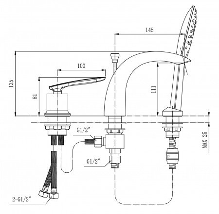 Смеситель для ванны с душем Timo Helmi 4010/00-16Y хром;белый глянцевый