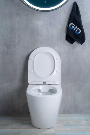 Унитаз приставной безободковый GID TRS-269 с сиденьем микролифт, белый