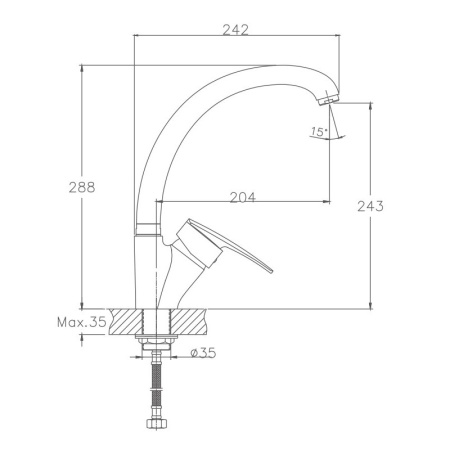Смеситель для кухни Haiba HB4106-2, хром