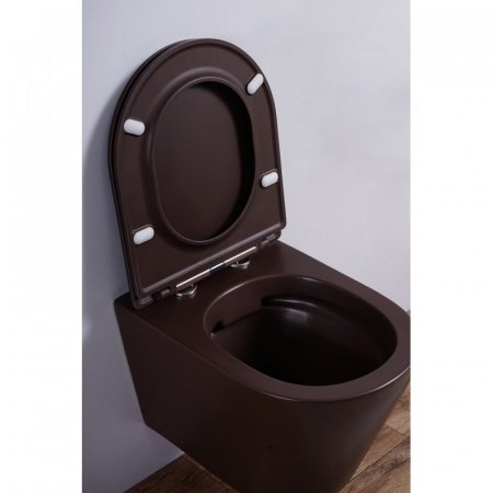 Унитаз подвесной Esbano CLAVEL коричневый матовый, с сиденьем микролифт