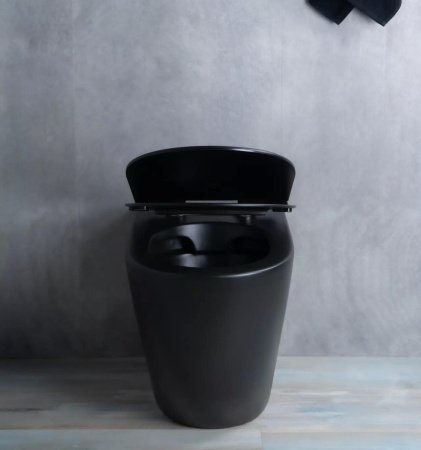 Унитаз приставной безободковый GID TRS-269BM с сиденьем микролифт, черный матовый