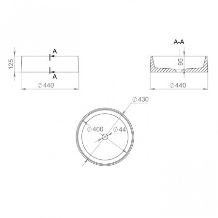 Раковина накладная 44см Salini Gloria 1102201M белый матовый