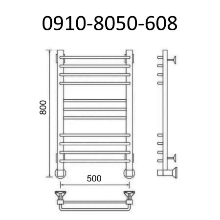 Полотенцесушитель водяной Маргроид Вид 9-10 премиум профильный 80х50 хром