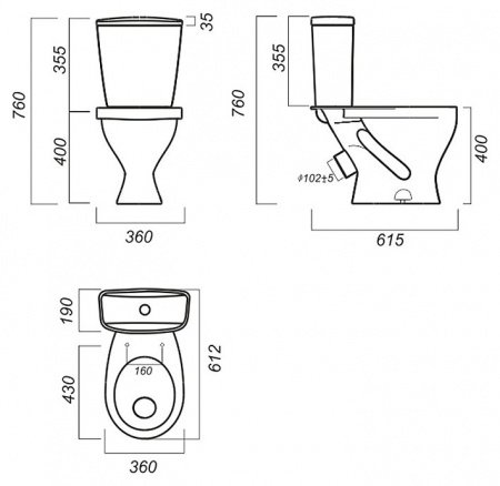 Унитаз-компакт Sanita Эталон эконом ETLSACC01090113 с бачком и стандартным сиденьем