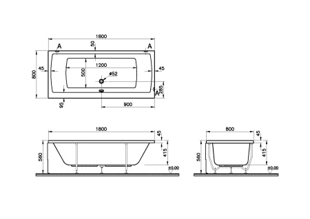 Акриловая ванна Vitra Neon 180x80см белый