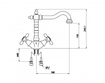 Смеситель для кухни  Timo Ritz 0143FK chrome-gold хром;золото