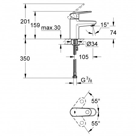 Смеситель для раковины Grohe Europlus 33163002 хром