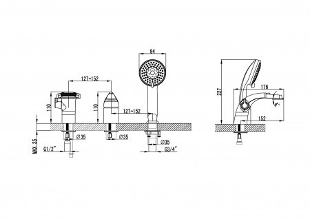 Смеситель для ванны с душем Lemark Poseidon LM4245C хром