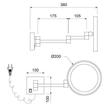 Косметическое зеркало с подсветкой Timo Luiro 18474/00 хром