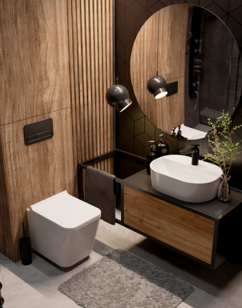 Унитаз подвесной безободковый AQUAme AQM2004 белый, с сиденьем микролифт
