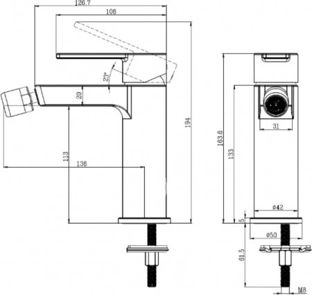 Смеситель для биде Villeroy & Boch Architectura TVB10300100061 хром