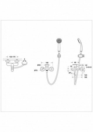 Смеситель для ванны с душем Bravat Stream-D F637163C-01A хром