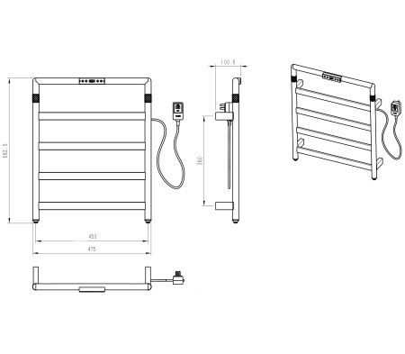 Полотенцесушитель электрический WONZON & WOGHAND KÖLN, Темный графит (WW-A6014-GM)
