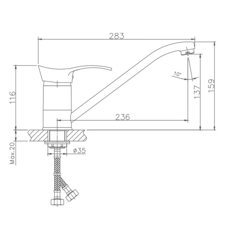 Смеситель для кухни Haiba HB4901-1, серый