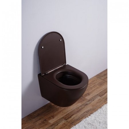Унитаз подвесной Esbano AZALEA коричневый матовый, с сиденьем микролифт