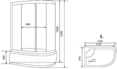 Душевая кабина Timo Standart T-1120 P R 120x85x220 профиль хром матовый, стекло прозрачное