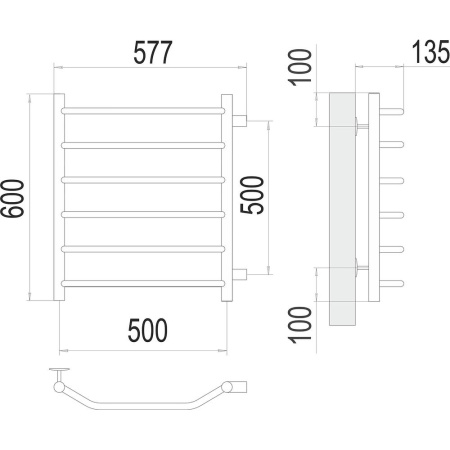 Полотенцесушитель водяной (боковое подключение) Terminus Виктория П6 50х60