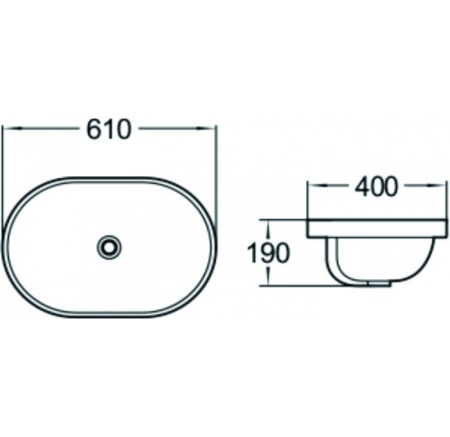 Раковина встраиваемая сверху 61см SantiLine SL-2106 Белая