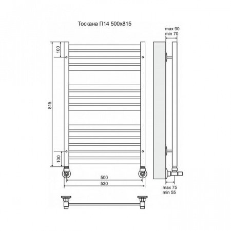 Полотенцесушитель водяной Terminus Тоскана П14 500x815