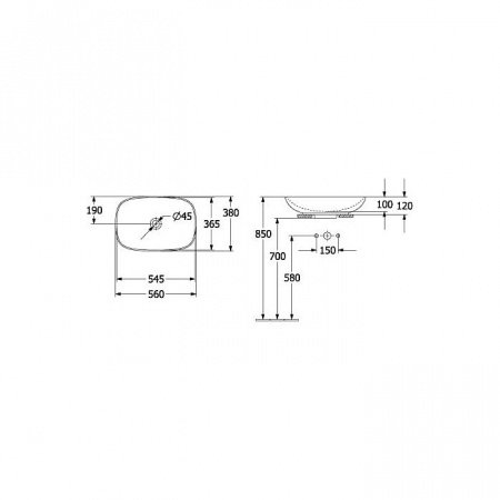 Раковина накладная 56см Villeroy & Boch Loop & Friends 4A4900R1 белый, с покрытием CeramicPlus