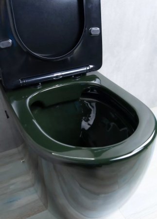 Унитаз напольный безободковый GID Tr2177BL с сиденьем микролифт, черный глянцевый