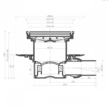 Душевой трап Pestan Confluo Standard 13000093 с решеткой