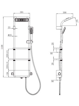 Душевая стойка с термостатом AQUAme AQM8003W белый матовый