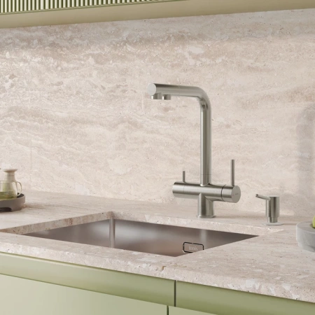 Смеситель для кухни c выдвижным изливом и подключением к фильтру IDDIS Umbra UMBBNPFi05 сатин