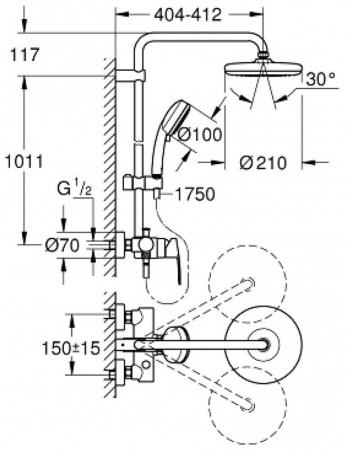 Душевая стойка Grohe Tempesta Cosmopolitan 26224001 хром