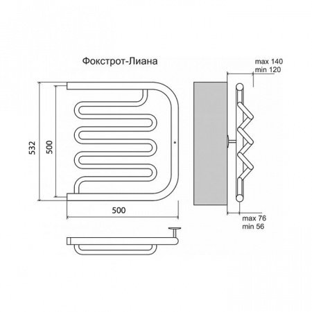Полотенцесушитель водяной Terminus Фокстрот-Лиана (1") 50х50