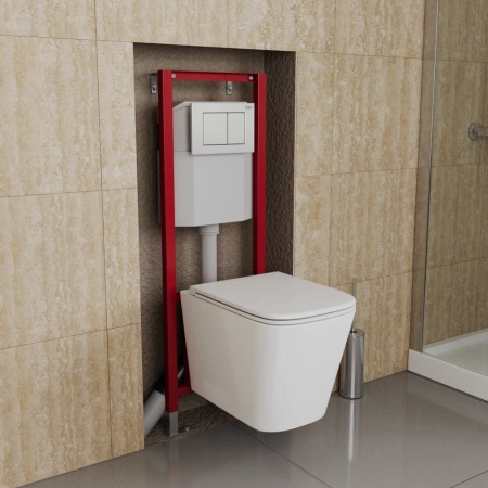 Готовое решение для подвесных унитазов D&K DI8640116 с белой клавишей