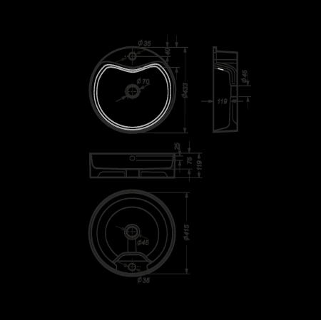 Раковина накладная 45см Sanita Luxe Best BST43SLWB01SH белый
