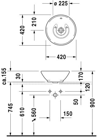Рукомойник Duravit Bacino 0325420000