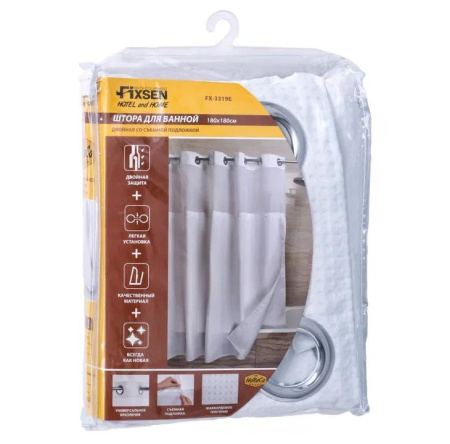 Шторка для ванной Fixsen Hotel FX-3319E белая