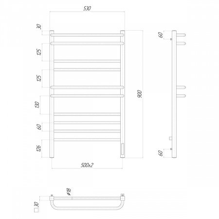 Полотенцесушитель электрический Lemark Linara LM04910Z П10 500x900, диммер справа, хром
