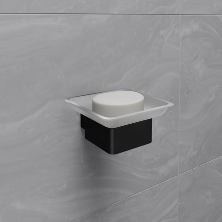 Мыльница Lemark SMOOTH LINE 9742017 с держателем, чёрный матовый