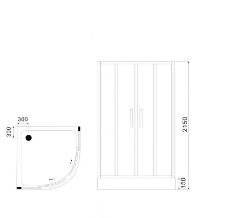 Душевая кабина Black&White G8505 90x90x215 профиль хром глянцевый, стекло прозрачное