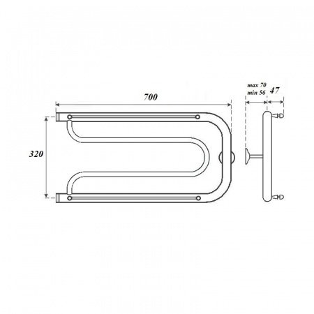 Полотенцесушитель водяной Point PN21337P 320x700 Фокстрот с полкой, хром