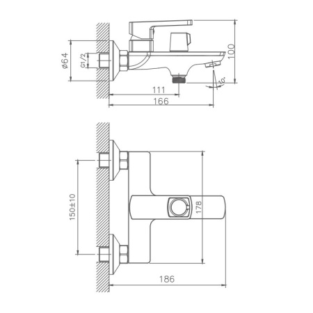 Смеситель для ванны Haiba HB60176, хром