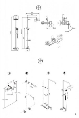 Душевая стойка Bravat OPAL R BLACK F9125183BM-A2-RUS черный матовый