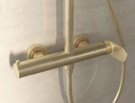 Душевая стойка со смесителем Vincea Rondo VSFS-1R0BG золото матовое