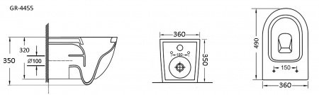 Унитаз подвесной Grossman GR-4455MS белый матовый, с сиденьем микролифт