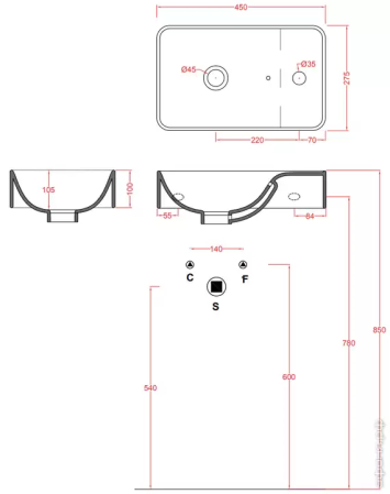 Раковина накладная 45см ArtCeram Savon LML003 белый